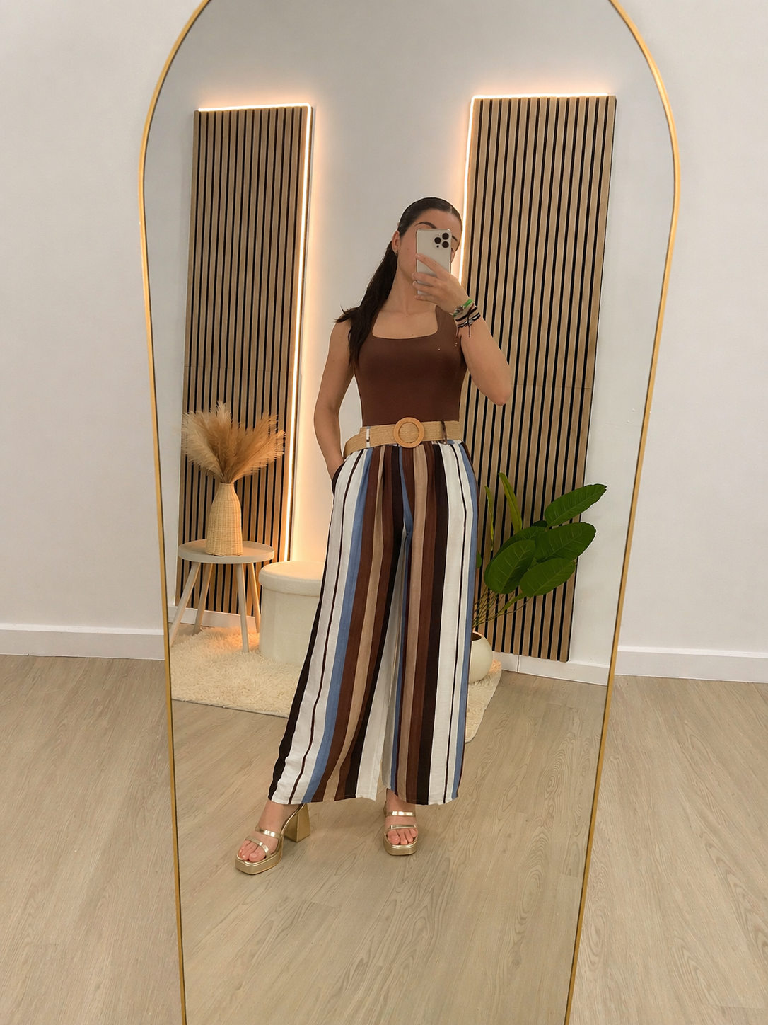 Pantalón rayas marrones