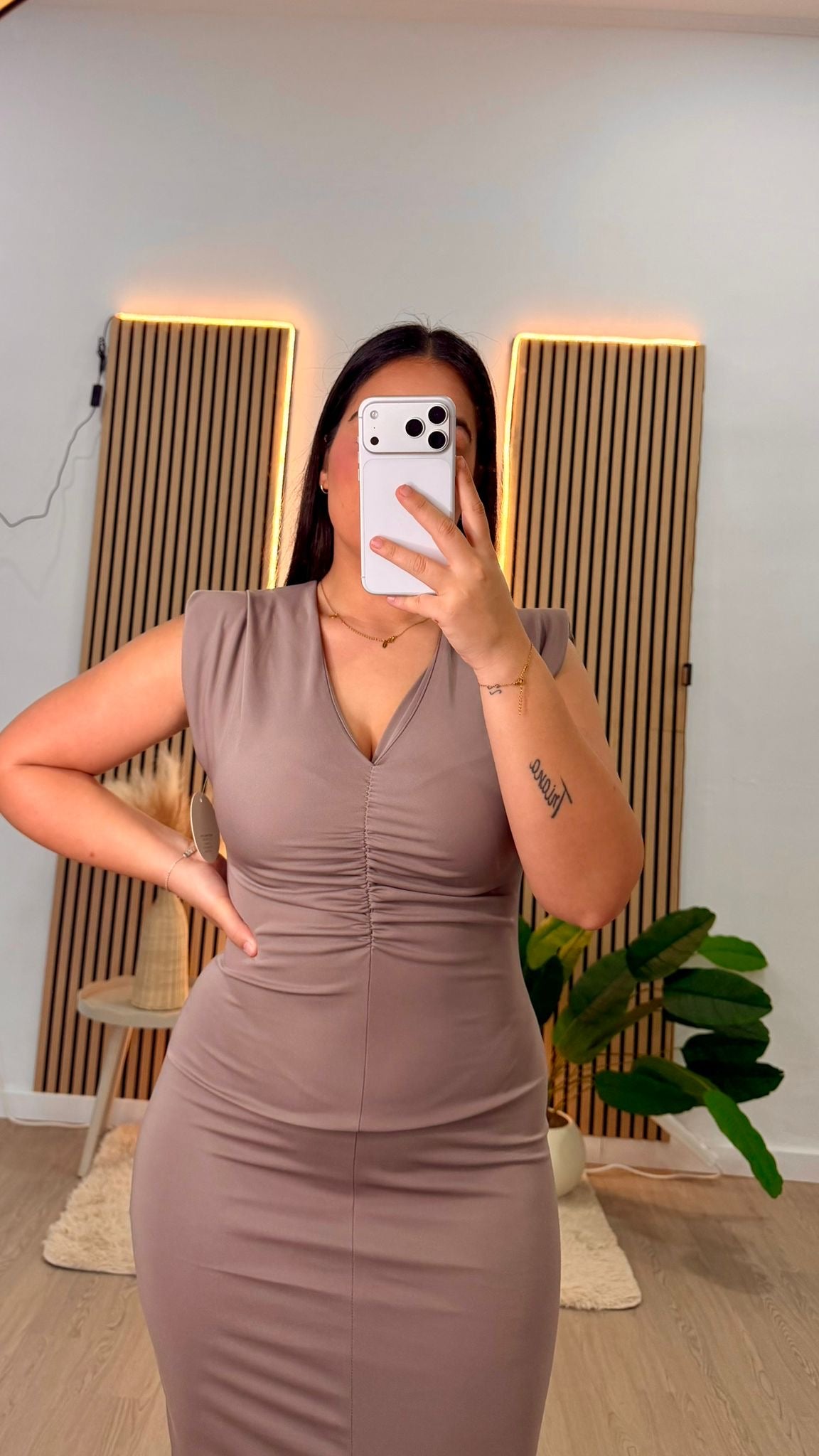 Vestido luxe taupe