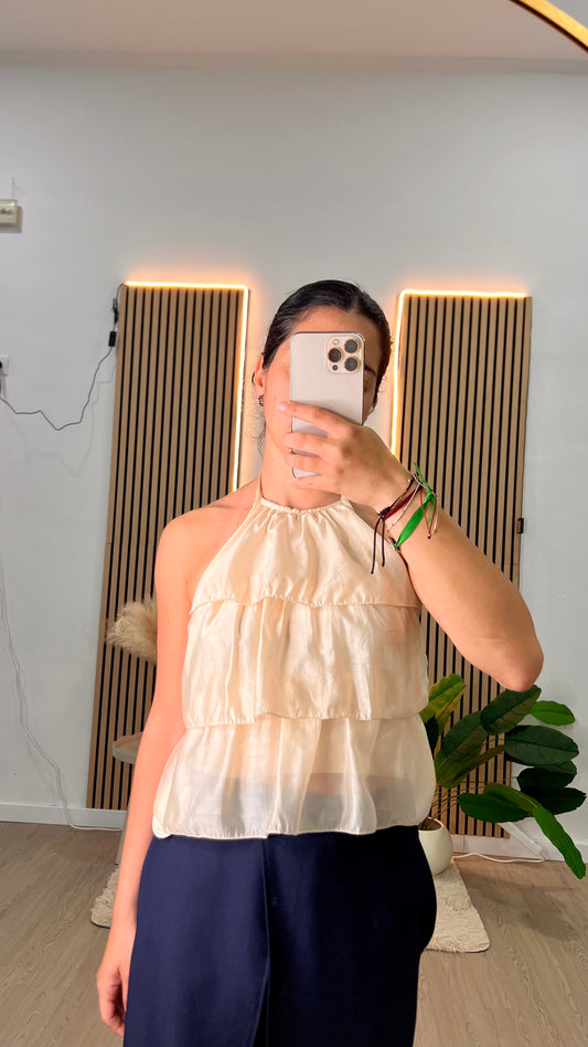 Top volantes beige
