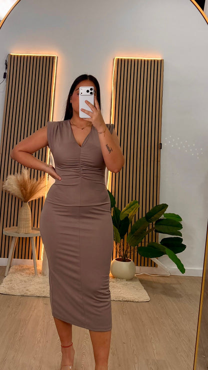Vestido luxe taupe