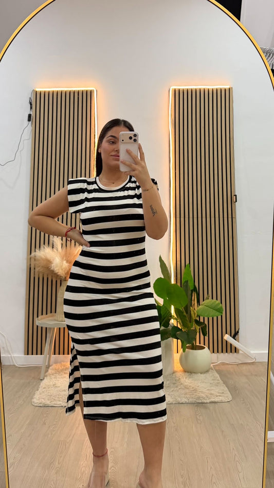 Vestido rayas negro