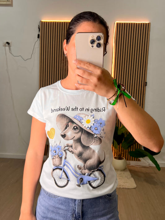 Camiseta perro bicicleta