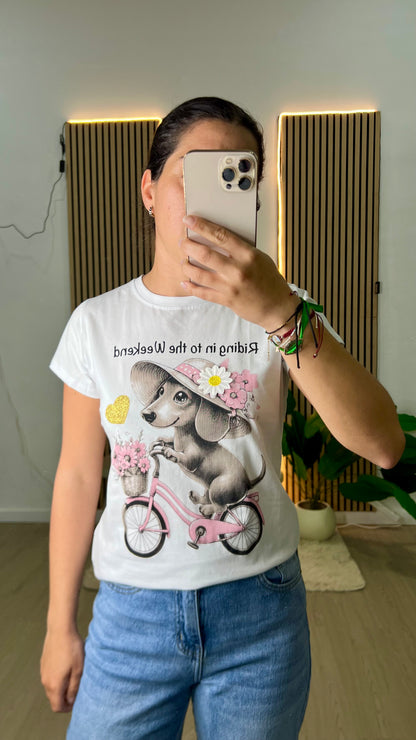 Camiseta perro bicicleta