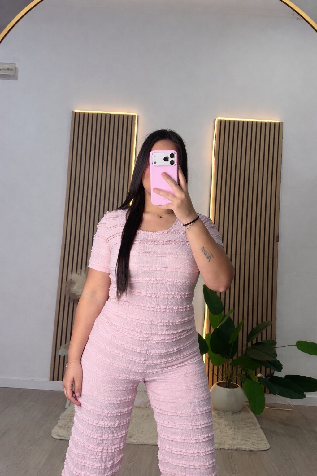 Conjunto rosa volantitos