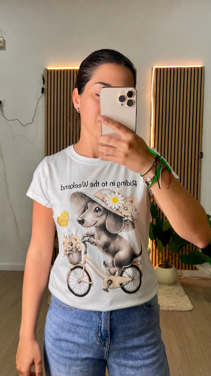Camiseta perro bicicleta