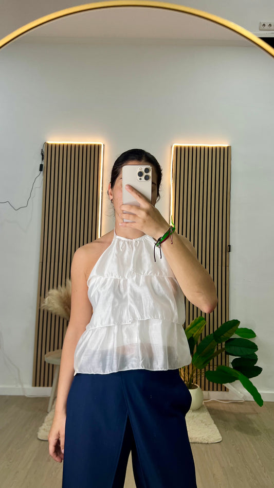 Top volantes blanco
