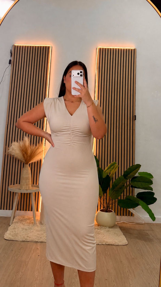 Vestido luxe beige