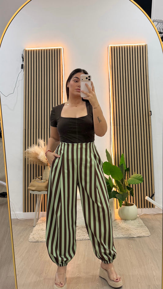 Pantalón rayas menta