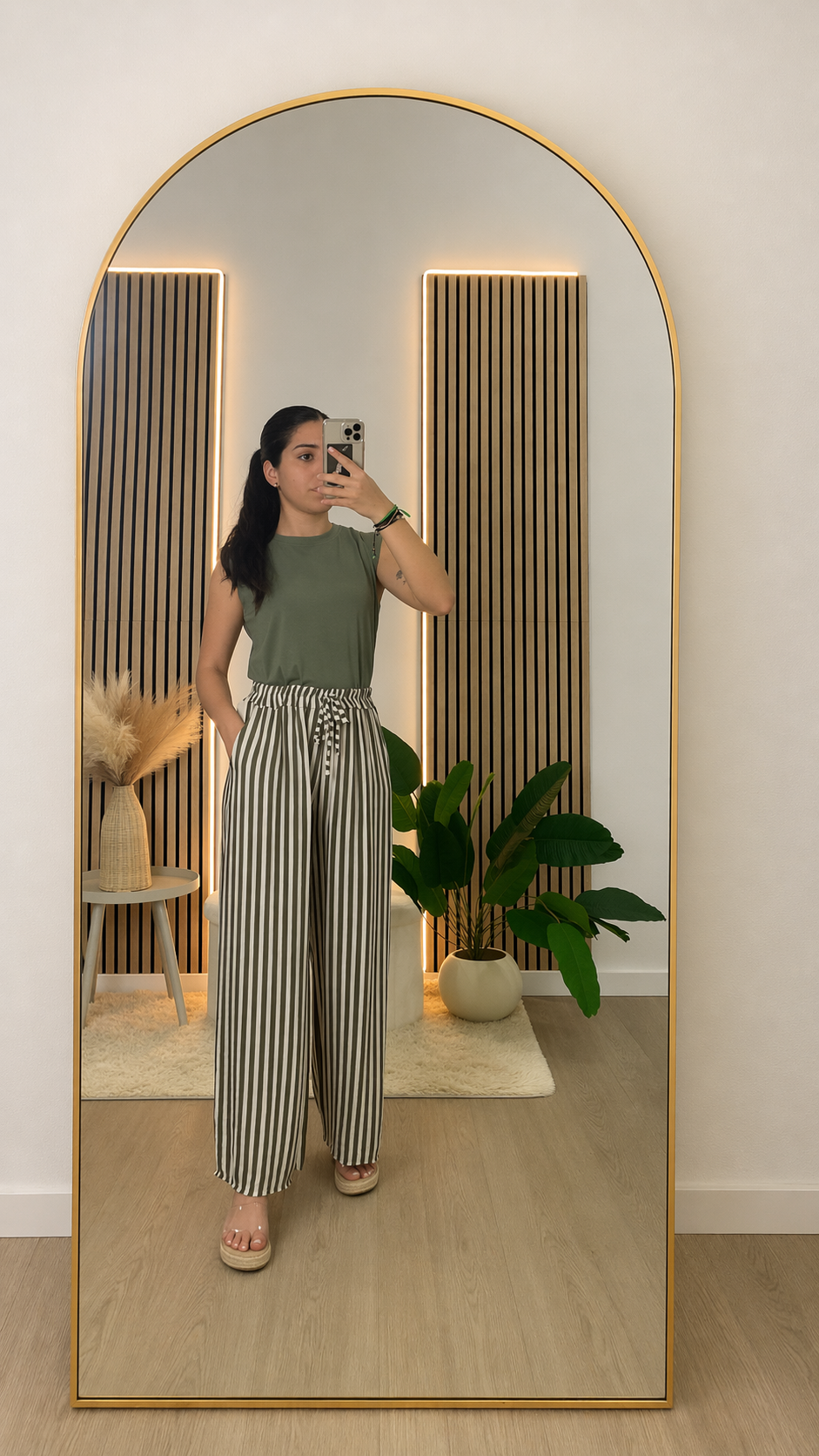 Pantalón rayas verde