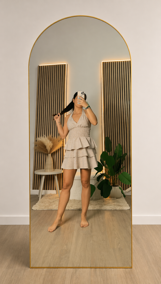 Vestido beige volantes