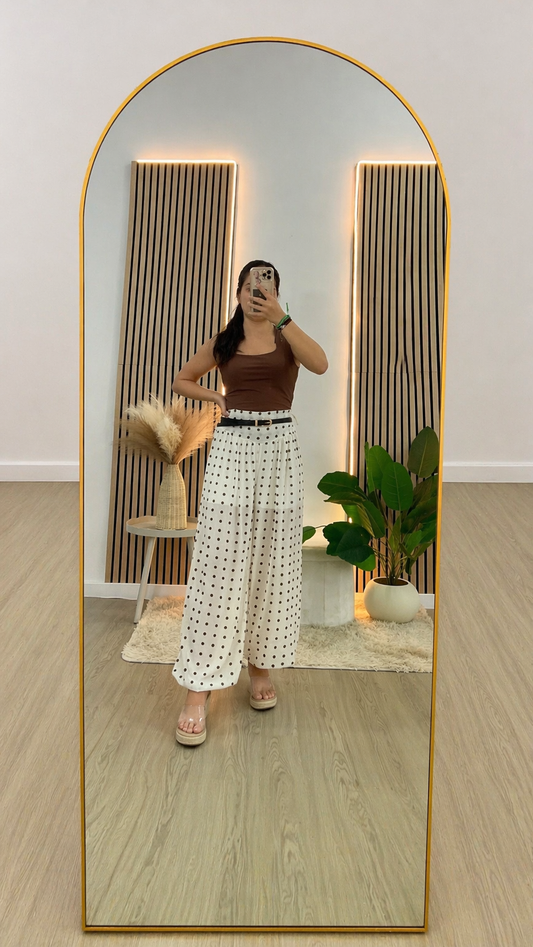 Pantalón lunares ballon beige